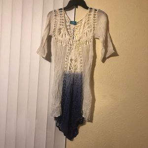 Crinkle Cotton Crochet Inset Top